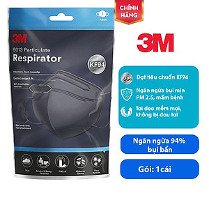 Khẩu trang 3M KF94 9013 Hộp 20 cái - Lọc bụi mịn PM2.5, kháng khuẩn (màu đen)