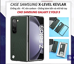 Ốp lưng chống sốc cho Samsung Galaxy Z Fold 5 hiệu X-Level Kevlar Folding Screen - chất liệu vân carbon cao cấp, trang bị khả năng chống va đập cực tốt - hàng nhập khẩu