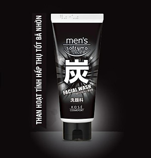 Sữa Rửa Mặt Nam Chiết Xuất Than Hoạt Tính Kosé Softymo Men's Facial Wash A (130 G)