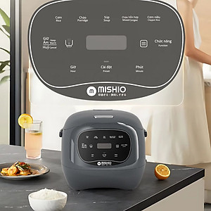 Nồi Cơm Điện Sứ Dưỡng Sinh Mishio MK365 lòng sứ nguyên chất 0.8L không chứa chất chống dính - Hàng chính hãng