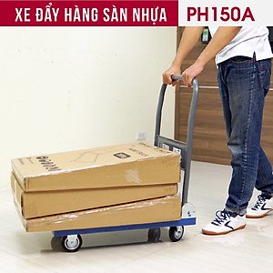 Xe đẩy hàng 4 bánh gấp gọn chở 120kg sàn nhựa nhập khẩu FUJIHOME PH150A - bánh cao su chống ồn, sàn nhựa chống ăn mòn- Hàng chính hãng