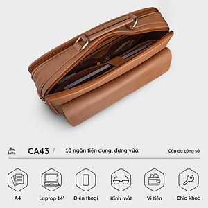 Cặp Công Sở Lata ( Thời trang nam basic đựng vừa laptop 14 inch - Cặp da CA43 )