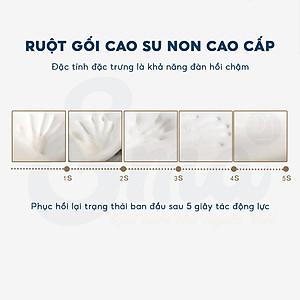Gối cao su non người lớn EMA kèm vỏ sợi tre kháng khuẩn, thiết kế lượn sóng, chống đau cổ vai gáy