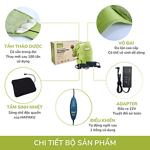 Bộ đai chườm nóng thảo dược giảm đau đầu gối dùng điện - Hapaku