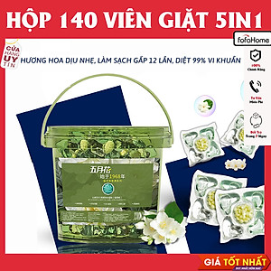 Hộp 140 Viên Giặt 5in1 Hương Hoa Dịu Nhẹ Khử Khuẩn 99%, Viên Giặt Xả Thơm Làm Mềm Quần Áo