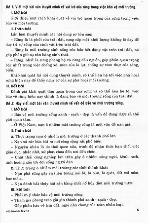 Sách 100 Dàn Bài Chi Tiết Làm Văn Lớp 10