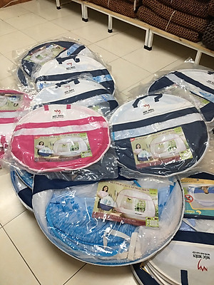 Màn đỉnh rộng tự bung cao cấp Mộc Miên loại trắng viền hồng loại 1m6x2m - 3 cửa 