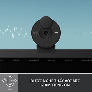 Máy Webcam Full HD Logitech Brio 300 Màn che ống kính, Micro giảm tiếng ồn, USB-C, được chứng nhận cho Zoom, Microsoft Teams, Google Meet, tự động điều chỉnh Ánh sáng - Hàng chính hãng