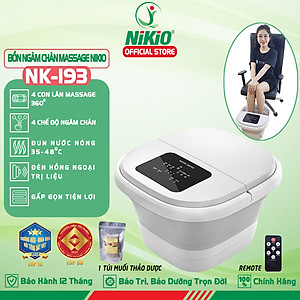 Bồn Ngâm Chân Massage Gấp Gọn, Chậu Ngâm Nước Nóng Nikio NK-193 - Làm Nóng Và Giữ Ấm Tự Động, 4 Con Lăn 3D Day Vuốt Lòng Bàn Chân, Kích Thích Tuần Hoàn Máu, Giảm Đau Nhức Lòng Bàn Chân - Giảm Stress Cải Thiện Giấc Ngủ