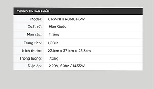 Nồi cơm điện áp suất kép cao tần Cuckoo 1.08L CRP-NHTR0610FGW- công nghệ áp suất xi lanh hiện đại, giúp giảm tiếng ồn- Lòng nồi phủ men Xwall độc quyền- Bảo hành 2 năm - Hàng chính hãng Cuckoovina