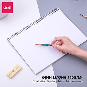 Sổ Phác Thảo Chì Lò Xo 110gsm A4 Sổ Vẽ Tranh Chì Sketchnote Deli - Hoạ Cụ Chuyên Nghiệp Phù Hợp Học Sinh Mĩ Thuật Thiết Kế Thời Trang - 7698