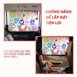 Màn che nắng cửa xe ô tô có miếng hút chắc chắn, rèm che nắng hoạt hình dễ thương vải siêu dày - giao mẫu ngẫu nhiên