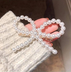 Kẹp nơ ngọc trai  - kẹp hot style Hàn Quốc