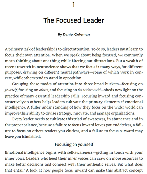 Focus (HBR Emotional Intelligence Series)