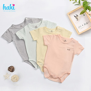 Bodychip cộc tay cài vai vải sồi cao cấp HAKI (4-12kg); body cho bé trai bé gái, body suit cho bé sơ sinh BM008