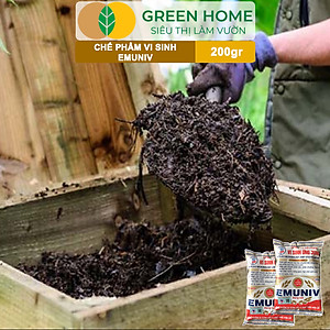 Chế Phẩm Vi Sinh EM Greenhome, Emuniv, Gói 200gr, Dùng Ủ Phân Bón Hữu Cơ, Xử Lý Rác Thải Gia Đình, Phân Huỷ Nhanh