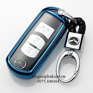 Ốp, bọc chìa khóa silicon tráng gương bảo vệ chìa khóa xe Mazda 2, 3, 6, CX-5, CX5, CX8, CX-8 kèm móc đeo INOX