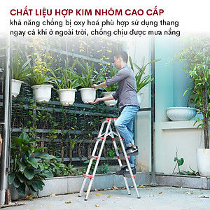 Thang nhôm chữ A 4 bậc cao 1 Mét gấp gọn FUJIHOME DL204, thang ghế 4 bậc xếp gọn gia đình- Hàng chính hãng