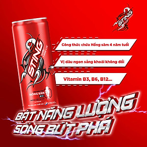 Thùng 24 Lon Nước Tăng Lực Sting Dâu (320ml/Lon)