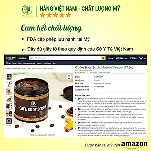 Scrub café tẩy toàn thân, trắng da, sạch mụn, đánh bay thâm rạn Wonmom 500g