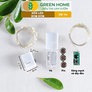 Dây Đèn Led Trang Trí Greenhome, Fairy Lights, Đom Đóm 1 Mét, 3 Chế Độ Sáng, Tặng Kèm Pin, Chịu Nước, Decor, Chụp Hình