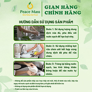 Nước rửa chén Peace Mass 500ml công nghệ enzym - sạch chén bát, không đọng mùi , không khô da, an toàn cho da nhạy cảm