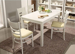 Bộ Bàn Ăn 4 Ghế Cabin (Trắng)