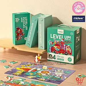 Đồ Chơi Xếp Hình Puzzle Level 4 Mideer - Kỳ lân Ngựa hồng - Giao thông - Khủng long (gồm 03 tranh 54 - 70 và 88 Mảnh Ghép)