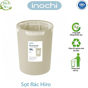 Thùng Đựng Rác, Giỏ Rác - Sọt Rác Tròn Hiro 5L-10L-15L Inochi Có Cài Túi Rác Đa Năng Tiện Lợi