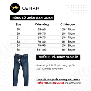 Quần Jean nam Leman xanh trơn JD03 - Slim Form