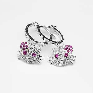 Hoa tai trẻ em mèo kity Bạc Hiểu Minh HTE001 bạc ta