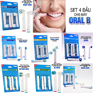 Set đầy đủ nhiều mã Bộ 4 đầu bàn chải đánh răng điện máy Oral B Braun chăm sóc răng miệng toàn diện – MIHOCO OralB Model EB-Hàng chính hãng