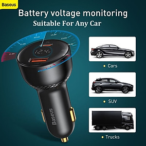 Tẩu Sạc Nhanh Xe Hơi 100W 2 Cổng Sạc USB Type C Kỹ Thuật Số PPS QC PD 3.0 - Hàng Chính Hãng Baseus