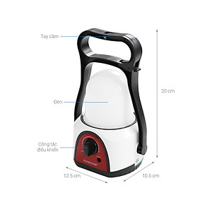 Đèn Tích Điện Đa Năng 360 Cỡ Trung Sunhouse SHE-6848LA - Trắng