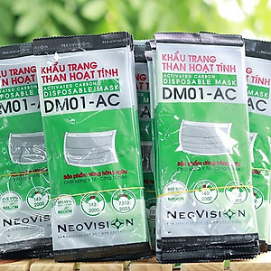 Khẩu Trang Y Tế (Combo 100 cái) 4 lớp - Khẩu Trang Y Tế Than Hoạt Tính NeoVision DM01 Kháng Khuẩn Chống Nước - AC Đạt Chuẩn Lọc Chuẩn Nelson, ngăn ngừa bụi và vi khuẩn bảo vệ cơ thể ( Hoa Kỳ)