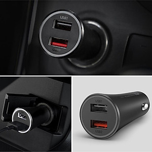 Tẩu sạc nhanh 2 cổng cho điện thoại trên Ô tô/Xe hơi XIAOMI Mi 37W Dual-Port Car Charger Black GDS4147GL - Hàng Chính Hãng