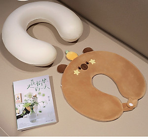 Gối chữ U làm bằng mút hoạt tính, gối kê cổ dễ thương dùng để máy bay, xe hơi, du lịch, kê cổ cổ gối ngủ trưa văn phòng-GC876488