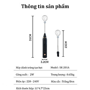 Máy đánh trứng, tạo bọt sữa cafe SOKANY thiết kế cầm tay cỡ nhỏ tiện dụng cho gia đình - SK201A - HÀNG CHÍNH HÃNG