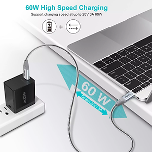 Dây Cáp Sạc Nhanh Type C To C 60W Dài 1.8M, Dây Nylon Dù Sạc Nhanh Cho iPhone 15, iP16, Android CHOETECH CC0005 - Hàng Chính Hãng