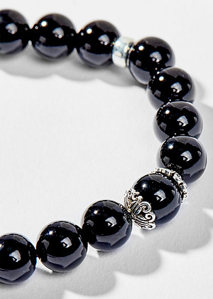 Vòng Tay Phong Thủy Đá Obsidian Phối Charm Cung Hoàng Đạo Song Tử (8mm) Mệnh Thủy, Mộc Ngọc Quý Gemstones