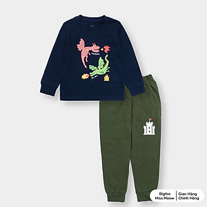 Bộ bé trai thu đông BIGFOX - MISS MEOW size đại, bộ dài tay cho bé hình in khủng long cỡ trẻ em 3-11 tuổi 11 - 37 kg