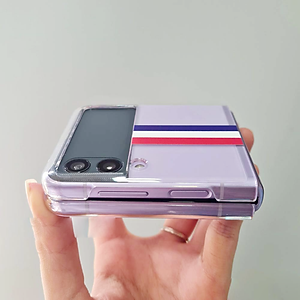 Ốp lưng chống sốc trong suốt cho Samsung Galaxy Z Flip 3 hiệu Likgus Thom Brow (chất liệu cao cấp, thiết kế thời trang họa tiết 3 sọc màu) - hàng nhập khẩu