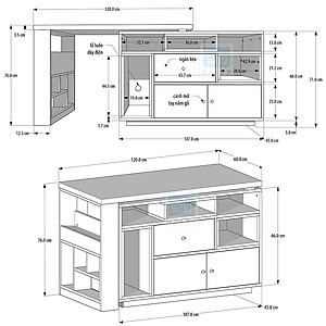 Bàn Làm Việc Sáng Tạo Kèm Tủ Sách Phong Cách Bắc Âu Thương Hiệu SIB Decor (Không Gồm Ghế) BLV07
