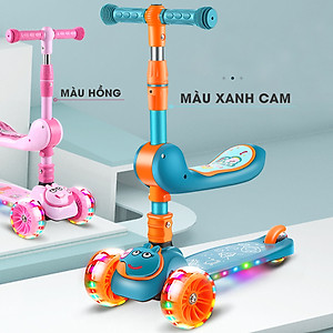 Xe trượt chòi chân Scooter Umoo cho bé 1-5 tuổi nâng hạ độ cao, bánh xe có đèn phát sáng