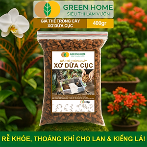 Xơ Dừa Cục Greenhome, Bao 400gr, Giá Thể Đã Qua Xử Lý, Size 1-2cm, Viên Đều Đẹp, Sạch Khuẩn, Trồng Kiểng Lá, Lan