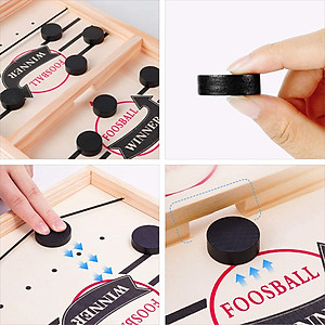 Bộ Bàn Đấu Cờ Búng Bắn Bi Xuyên Lỗ Đối Kháng Chính Hãng Dododios - Chọn Size - Foosball Winner, Sling Puck – Bộ Cờ Ice Hockey Bằng Gỗ Cao Cấp