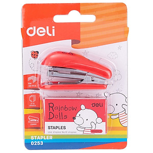 Dập Ghim Mini #10 Deli, Đính Kèm 1000 Chiếc Ghim 12 Trang, Xanh, Đỏ, Xanh Lá - 1 Cái E0253