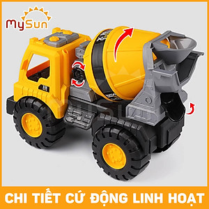 Bộ xe công trình đồ chơi cho bé mô hình xe ô tô cần cẩu máy xúc múc xe ben cở cát xe bồn trộn bê tông đồ chơi