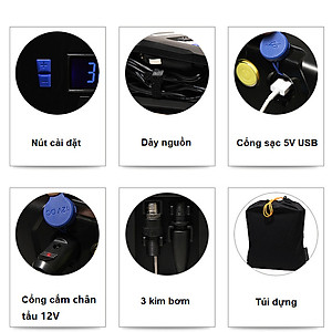 Máy bơm lốp ô tô, xe hơi tự ngắt Michelin 4398ML (12266) động cơ mạnh mẽ 180W cho áp suất tối đa 150PSI, tốc độ bơm nhanh 35l/phút