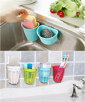 Rổ treo đựng giẻ rửa bát tiện lợi màu trắng (dáng sâu) - Hàng nội địa Nhật